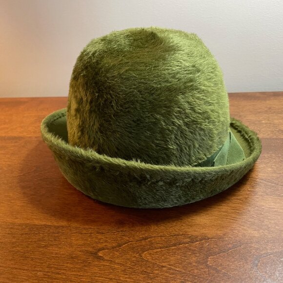 Gorgeous Vintage Norman Durand Olive Green Hat with Original Hat Box - Picture 3 of 7